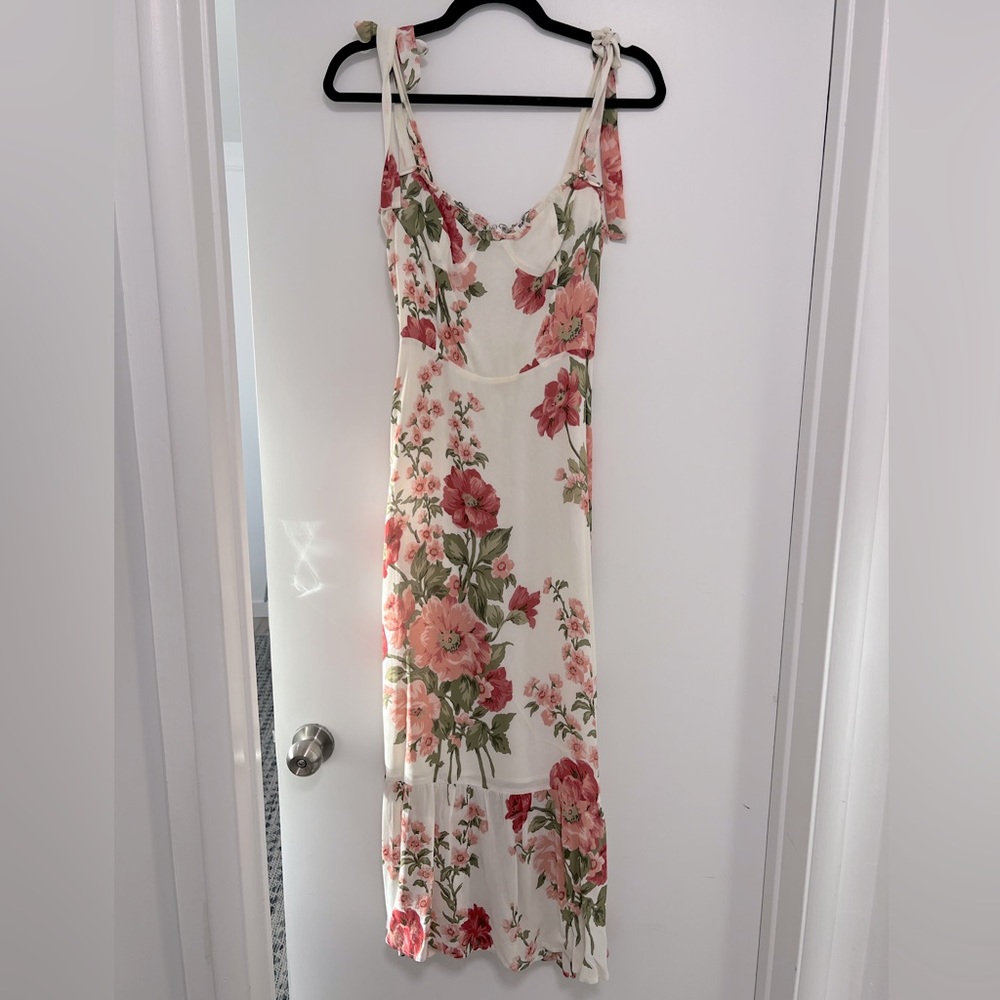 Reformation pink floral midi dress